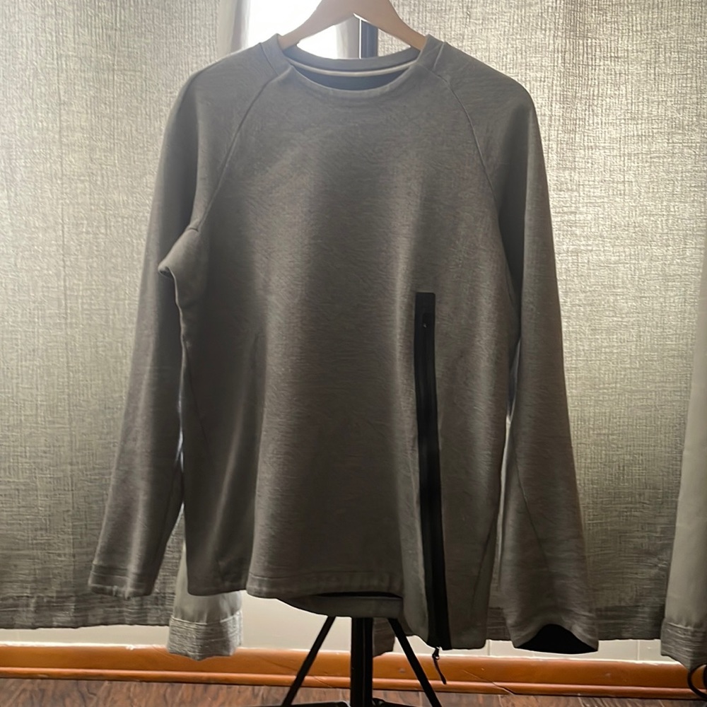 Nike Olive Green Crewneck Sweatshirt with Vertical Zipper